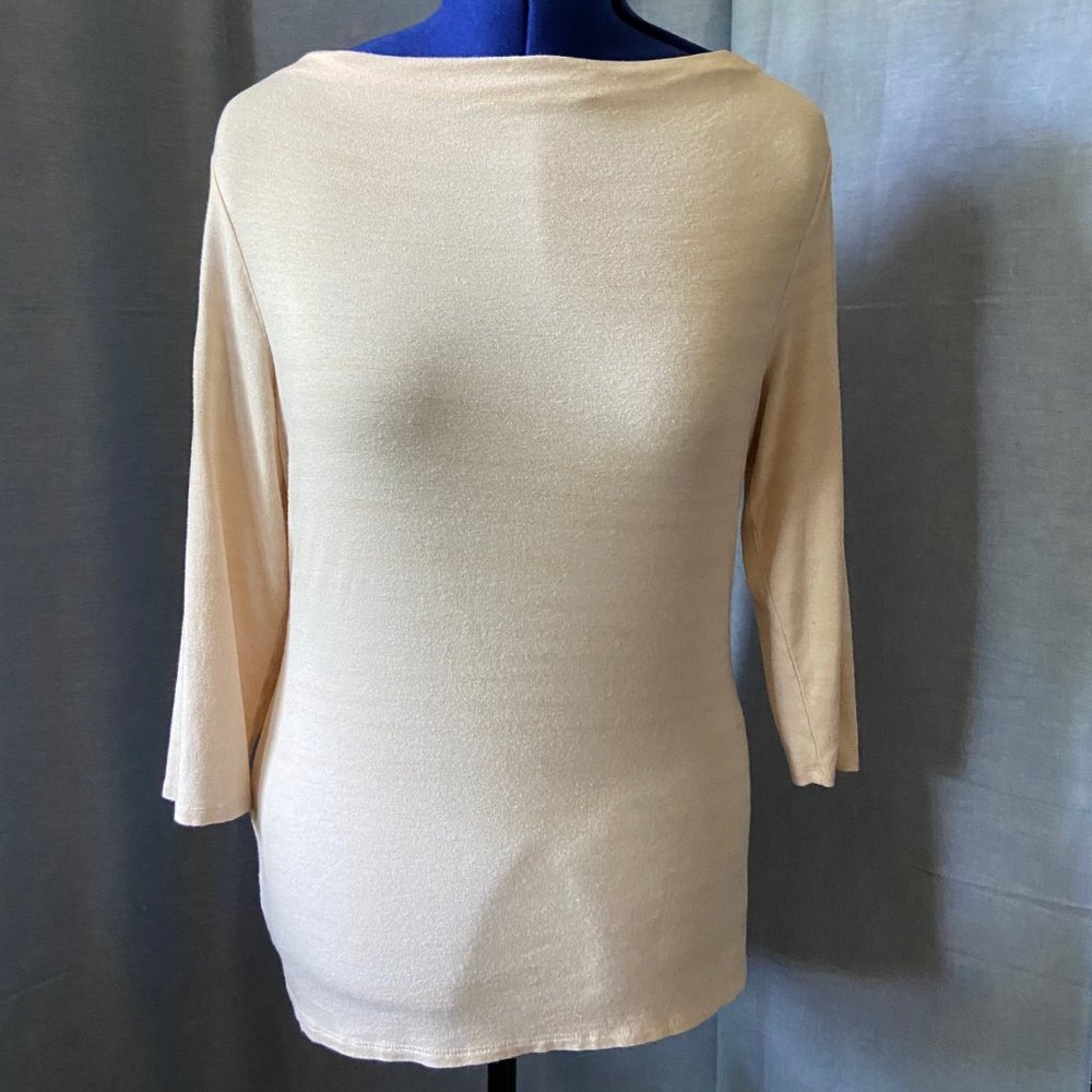 Coldwater Creek 3/4 sleeve boatneck cream top